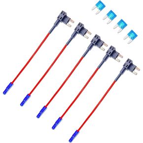 5 PCS Car Fuse Adapter, 12V Car Add-a-Circuit Fuse Adapter, Mini ATM APM Blade Fuse Connector for Cars Trucks Boats (Black)