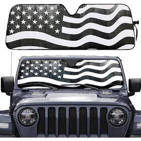 Big Ant Windshield Sun Shade,America Flag Car Shade Front Windshield Designed for Sahara Rubicon JK JL CJ YJ TJ,Foldable Dashboard Shield Sun Visor for UV and Heat