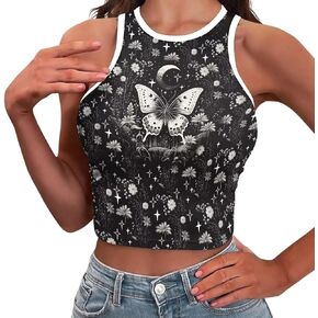 Rweroyiu Crop Tank Tops for Women Sleeveless Crop Tops Girls Undershirts Cami Shirt for Going Out Workout
