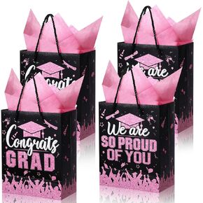 TaoBary 12 Pcs Graduation Gift Bags with Tissue Paper Graduation Party Favor Bag with Handles Class of 2024 Grad Party Paper Bags Grad Goodie Bags Bulk for Congrats Grad Party Supplies(Blue Gold)