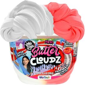 Compound Kings Fluffy Cloudz Butter Slime Bucket for Boys and Girls, Sensory Toy Non-Toxic Non-Sticky, Peppermint Candycane Red/White Slime Gift
