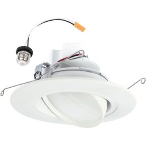 HALO RA 5/6 inch Integrated LED Recessed Adjustable Gimbal Light Trim, 600 Lumens/1000 Lumens, 5 Selectable CCT(2700K, 3000K, 3500K, 4000K, 5000K) with Dim to Warm, 120-Volt, White