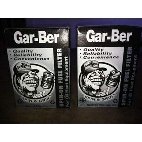 TWO (2) GAR-BER MODEL R SPIN-ON OIL FUEL FILTERS - REPLACEMENT CARTRIDGE NEW IN BOX