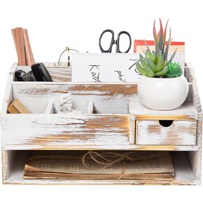 Wood Desk Drawer Organizers with File Organizer Pen holder Office Decor combo for Desk Organization Home can arrange office supplies such as calculators scissors pens note papers, etc. (black)