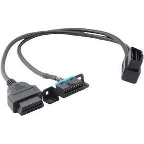 iKKEGOL الزاوية اليمنى العالمية obd2 obd ii 16 دبوس الفاصل y كابل مفتوح، J1962 1 ذكر إلى 2 موصل أنثى مع دعامة تثبيت Underdash 50 سم / 20