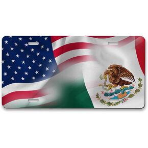 Pehede License Plate America Mexico Flag Decorative Front License Plate 6X12 Inch