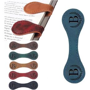 Personalized Magnetic Leather Bookmark, 26 Letters Custom Leather Bookmarks, Handmade, Leather Magnetic Bookmark for Book Lovers Readers Women Kid(Black，A）