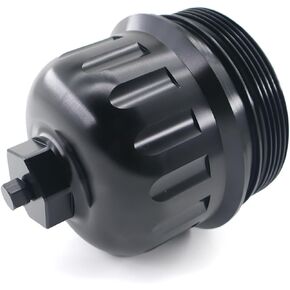 Fuel Filter Housing Cap Aluminum with Drain Plug Compatible with 2017-2020 GM Duramax 6.6L L5P Chevy Silverado/GMC Sierra 2500HD 3500HD
