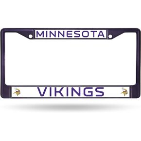 Rico Industries Standard Chrome License Plate Frame, Minnesota Vikings - Purple,Team Color,6 x 12.25-inches