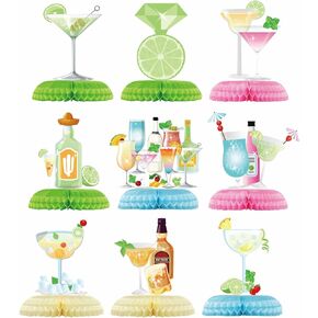 9 pcs Margarita Party Birthday Decorations Margs & Matrimony Bachelorette Party Honeycomb Centerpieces Mexican Fiesta Carnival Cinco De Mayo Party Cocktail Martini Themed Party Table Centerpieces