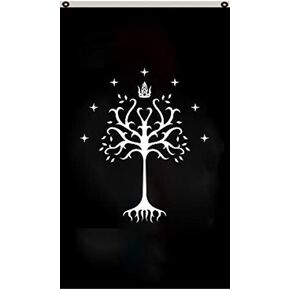 Dutern White Tree of Gondor Tolkien Hobbit Lord of The Rings 3X5FT Vertical Black Flag