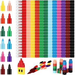 Spakon 30 Pcs Stackable Crayons Bulk 12 Colors Stacking Buildable Crayons Set for Boys Girls Graduation Rainbow Gift for Student Teen Birthday Classroom Drawing Supplies