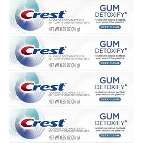 Crest Gum Detoxify Toothpaste, Deep Clean, Travel Size, 0.85 oz (24g)- Pack of 4