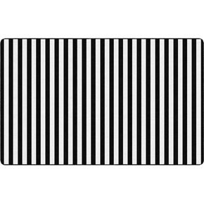 Flagship Carpets Schoolgirl Style Simply Stylish Black & White Stripe Classroom Area Rug for Indoor Classroom Learning or Kid Bedroom Educational Play Mat, 7'6" x 12'