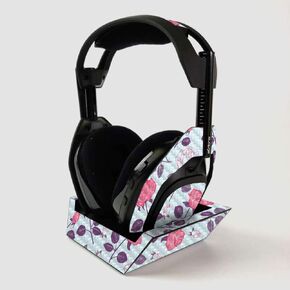 MightySkins Carbon Fiber Skin For ASTRO Gaming A50 Wireless Headphones + Base Station - Blue Petals | Protective, Durable Textured Carbon Fiber Finish | Easy To Apply | Made in the USA