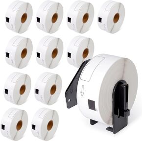 12 Rolls Compatible Brother DK-1201 1.1" x 3.5" Address Label, Die-Cut 29mm x 90mm DK1201 All Purpose Labels for Printer QL-800 810W 820 820NWB 700 710W 500 1100nwb, 12 Rolls+1 Frame