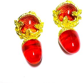 Zxxmeet Rhinestone Handmade Red Pearl Earrings