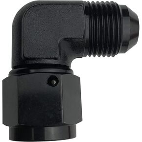 Aluminum 90 Degree 3AN Female to 3 AN Male Flare Hose Union Fuel Line Bulkhead Fitting Adapters Black