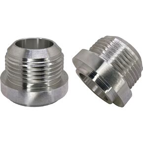AN3 Weld On Bung Aluminum Male Flare Weldable Fuel Tank Fitting AN3 JIC-3 AN (3/8-24) Thread Hose Adapter Connector (2, Aluminum, AN3)