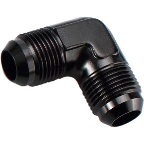 Aluminum Oil Fitting 90 Degree Elbow - 6 AN Male to AN6 Male Flare Union Fuel Fitting Adaptor Connector, Black