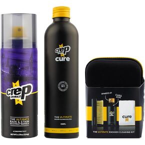 Crep Protect Shoe Protector Spray - CURE Kit - Premium Sneaker Cleaning Kit, with Brush, Solution, Microfibre Cloth and Reusable Pouch, Sneaker Care Kit & Cure Refill