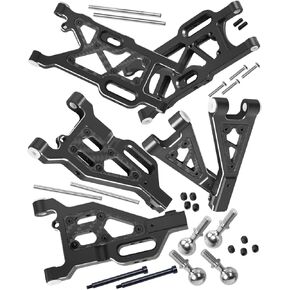 RCMYou Aluminum Suspension A Arms Upgrades Part for 1/8 Typhon 6S,1/7 Felony Infraction Limitless 6S BLX,Front Upper & Front Lower & Rear Lower Suspension A Arms Hops up w/Pivot Balls,Red