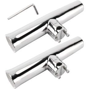 DasMarine 2 Pack Tournament Style Clamp on Fishing Rod Holder for Rails 1" to 1-1/4" Rail Mount Stainless Steel Rod Holder