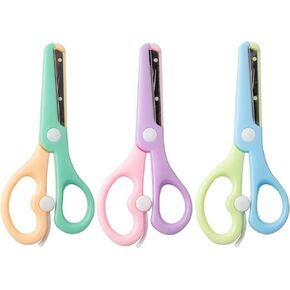 مقص أمان للأطفال مكون من 3 قطع، مقص تدريب حرفي، مقبض مريح مثالي لقطع الورق، (وردي + برتقالي + أزرق) in Kuwait