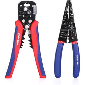 WORKPRO Wire Stripper Set, 8-Inch Multi-Tool Stripper and 8-Inch Self-Adjusting Wire Stripper Set for Stripping, Cutting and Crimping