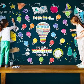 49 Pcs Careers Poster Science Bulletin Board Set Science Classroom Decoration Classroom Decor for Pre School Elementary Educational Light Bulb Cutouts Tags (Colorful Background)