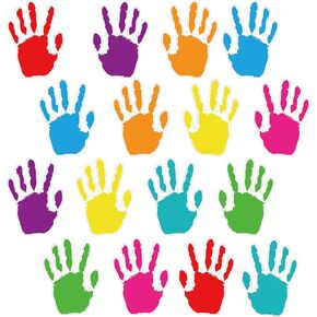 48 Pieces Colorful Handprint Cut-Outs, Hand Creative Cutouts Handprint Accents Paper Cutouts Name Tags Bulletin Board Classroom Decoration for Teacher Student Back to School Party, 5.5 x 3.9 Inch