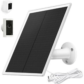 Solar Panel for Ring Camera,Solar Charger Compatible with Ring Stick Up Cam Battery and Ring Spotlight Cam Battery Battery,Output 6W/5V Barrel Plug, Not for Spotlight Plus/Pro (White)