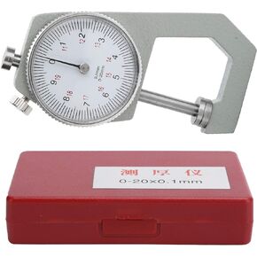 Dial Thickness Gauge, Portable Measuring Thickness Tester Accuracy Metal Flat Pointed Head Meter Precise Round Reading Indicator Tool 0 to 20mm Jewelry Leather Board Cloth Sheet Paper Film Wire 0.1mm