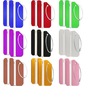 18PCS Metal Luggage Tags, BetterJonny Aluminium Alloy Suitcase Tags Baggage Travel Identifier Aluminium Metal Luggage Tags with Name ID Card Luggage Labels for Travel Suitcases