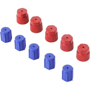 R134A Air Conditioning Service AC System Charging Port Caps 16mm & 13mm (5Red High & 5Blue Low) 10Pcs/Set