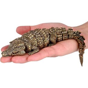 NHDT SW915 Flexibility to Change Shape Crocodile Statue Brass Decor.Home Office Desk Decoration