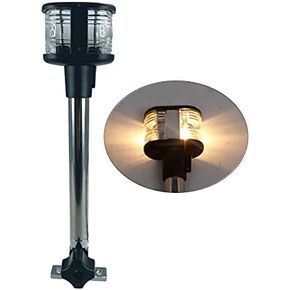 Pactrade Marine Boat Pontoon LED 10'' Foldable with Knob Dual Mount Anchor Light Stainless Steel Pole All Round and Masthead 12V DC Chrome Plated Zinc Base