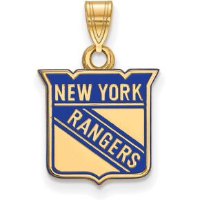 قلادة من الفضة الاسترليني مع قلادة GP NHL LogoArt New York Rangers الصغيرة من المينا