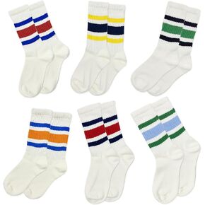 Novelty Socks for Women, Retro Striped Cotton Crew Socks, Trendy Athletic Socks Casual Sporty Socks Men & Youth