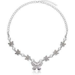 COLORFUL BLING Butterfly Necklace Minimalism Fairy Grunge Necklace Y2k Indie Chain Necklace Jewelry for Girls Women