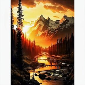 BOPOVA Cactus Diamond Art Kits for Adults Beginners-Full Drill Round Fantasy Landscape Diamond Dots Kits for Wall Decor-5D DIY Diamond Gem Painting Kits Hobbies for Women 12×16Inch