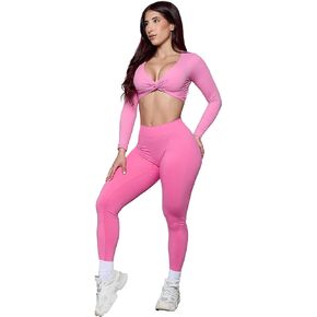 Low V-Back Scrunch Butt Leggings - Seamless Knit Fabric, No Front Seam, Enhanced Stretch & Scrunch in Kuwait
