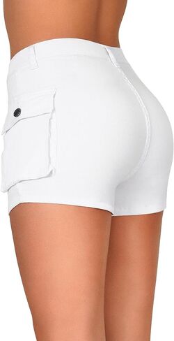 roswear Women's High Waisted Mini Jean Skorts Denim Stretchy Cargo Shorts with Pockets in Saudi Arabia