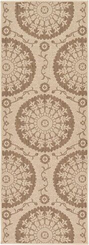 Unique Loom Outdoor Botanical Collection Area Rug - Medallion (4' 1" x 6' 1" Rectangle, Aqua/ Beige) in Saudi Arabia