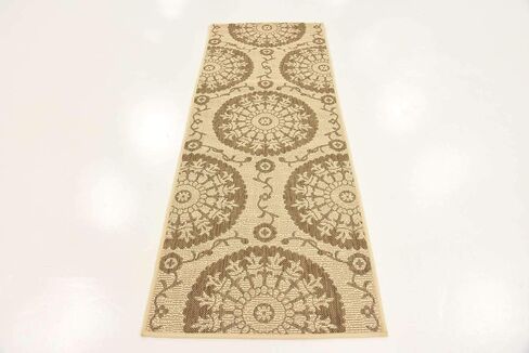 Unique Loom Outdoor Botanical Collection Area Rug - Medallion (4' 1" x 6' 1" Rectangle, Aqua/ Beige) in Saudi Arabia