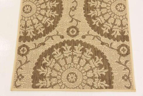 Unique Loom Outdoor Botanical Collection Area Rug - Medallion (4' 1" x 6' 1" Rectangle, Aqua/ Beige) in Saudi Arabia