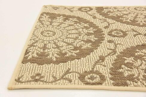 Unique Loom Outdoor Botanical Collection Area Rug - Medallion (4' 1" x 6' 1" Rectangle, Aqua/ Beige) in Saudi Arabia