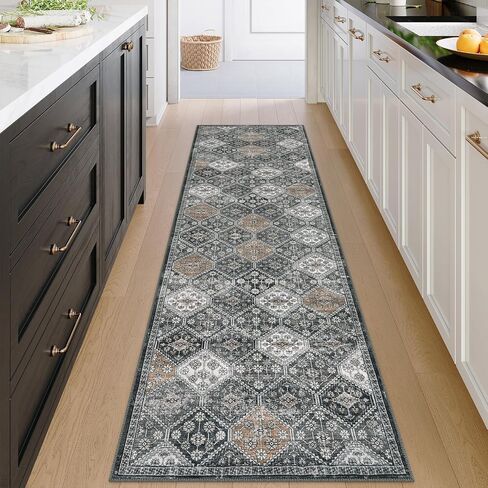 Morebes Machine Washable Runner Rug Non Slip 2x8, Moroccan Trellis Hallway Runner Rug 8 ft,Vintage Soft Ultra-Thin Indoor Throw Carpet for Entryway Bedroom Laundry Room, Blue/Multi in Saudi Arabia