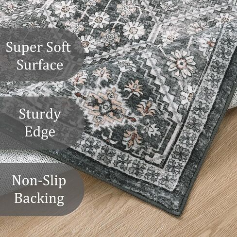 Morebes Machine Washable Runner Rug Non Slip 2x8, Moroccan Trellis Hallway Runner Rug 8 ft,Vintage Soft Ultra-Thin Indoor Throw Carpet for Entryway Bedroom Laundry Room, Blue/Multi in Saudi Arabia