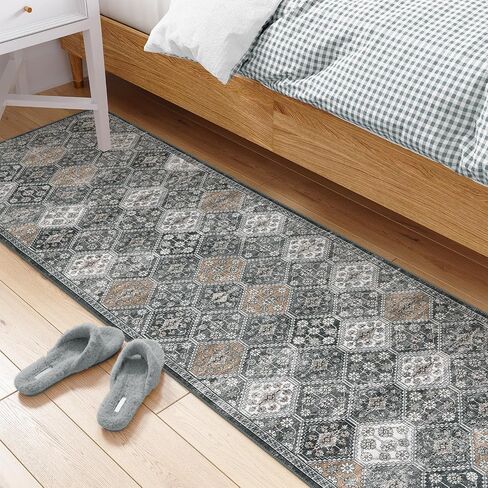 Morebes Machine Washable Runner Rug Non Slip 2x8, Moroccan Trellis Hallway Runner Rug 8 ft,Vintage Soft Ultra-Thin Indoor Throw Carpet for Entryway Bedroom Laundry Room, Blue/Multi in Saudi Arabia